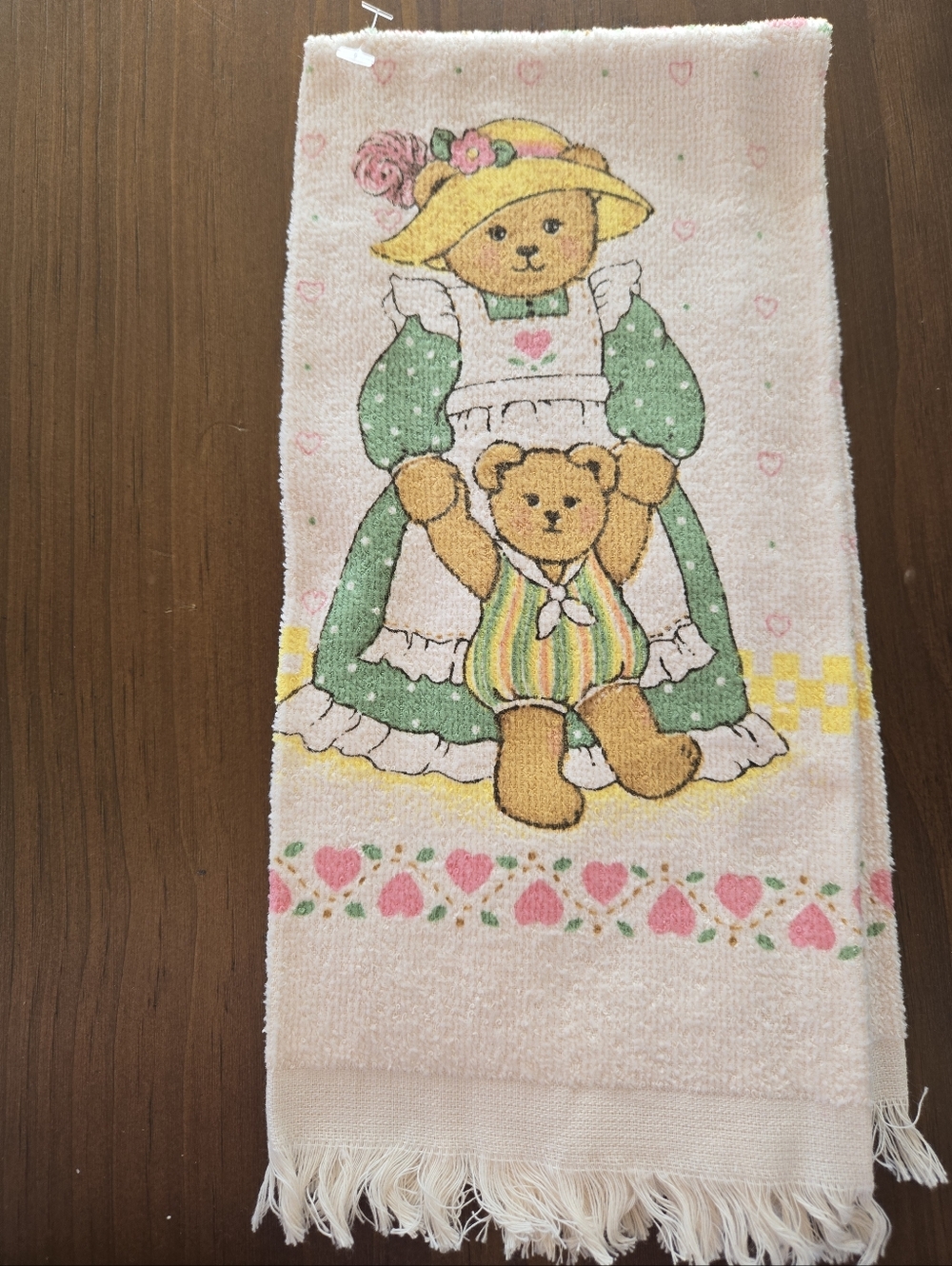 Vintage CSC -Cecil Saydah Co. kitchen towel+Teddy Bear Fringe NOS Cottage Granny